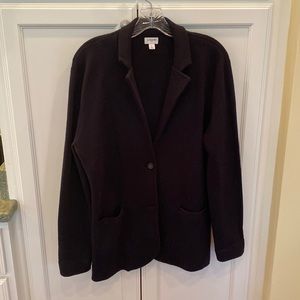 Classic black J Crew sweater jacket. 100% cotton.